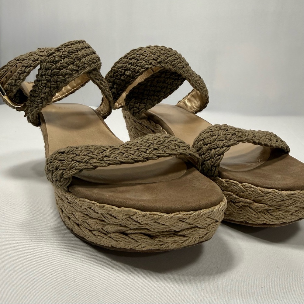Crochet‎ Espadrille Stuart Weitzman Tan Wedge Platform Sandal 10.5
